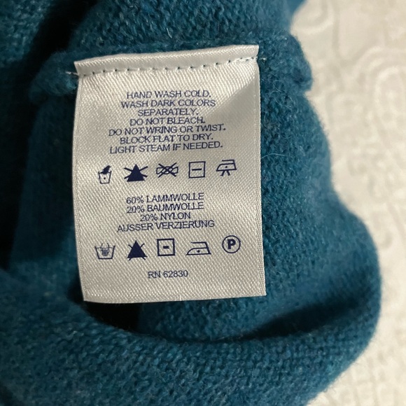 Lands' End Teal Wool Sweater with Beaded Neckline - Picture 6 of 12